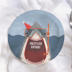 Shark Pool Party Summer Birthday Party Paper Plate