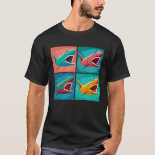 Shark Pop Illustration Colorful Animal Women Men T-Shirt