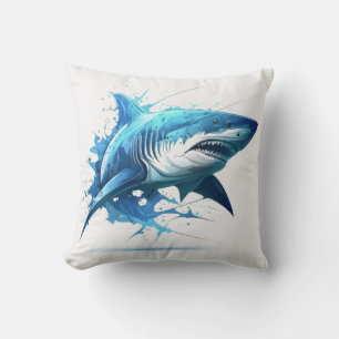 Shark Portrait Animal Painting Wildlife Outdoors Cushion