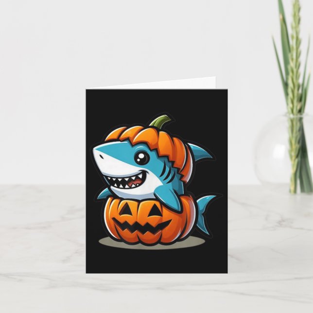 Shark Pumpkin Halloween Costume  Card (Front)
