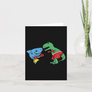 Shark Punching T-rex Dinosaur Funny Fighting Boxin Card