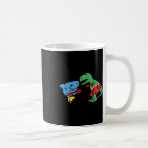 Shark Punching T-rex Dinosaur Funny Fighting Boxin Coffee Mug