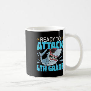 Shark Ready To Attack 4th Grade First Day Boys Kid Coffee Mug