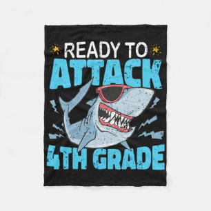Shark Ready To Attack 4th Grade First Day Boys Kid Fleece Blanket