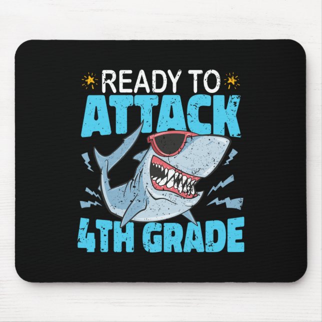 Shark Ready To Attack 4th Grade First Day Boys Kid Mouse Pad (Front)