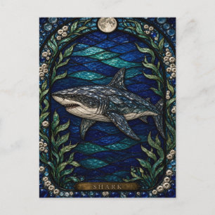 Shark Reef Drop Illumina Stained Glass Postcard