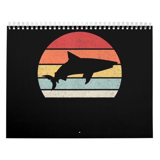 Shark Retro Vintage Gifts Calendar (Cover)