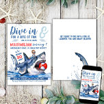 Shark Ride 2 Pool Party  Invitation<br><div class="desc">Shark Ride 2 Kids Birthday Party Invitation! Ready for instant download and in printed format. This customisable invitation showcases a brave boy riding a shark in the ocean. Perfect for kids' birthday celebrations (more suited for boys birthday parties), shark-themed parties, summer events, beach parties, and for shark enthusiasts. Stand out...</div>