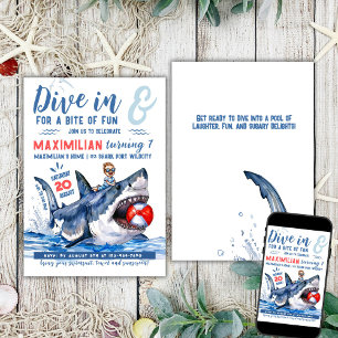 Shark Ride 2 Pool Party  Invitation