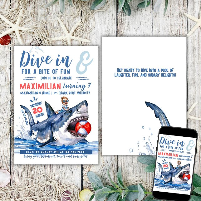Shark Ride 2 Pool Party  Invitation (Creator Uploaded)