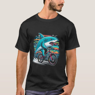 Shark Riding A Bicycle Mountain Bike Funny Cyclist T-Shirt