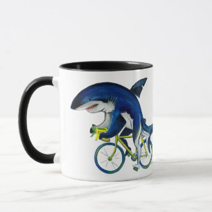 Shark Riding a Bicycle Mug