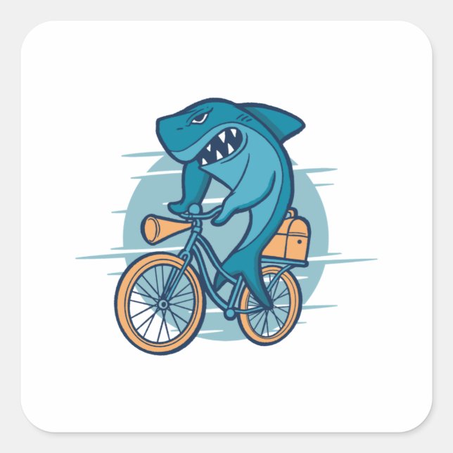 SHARK RIDING BIKE SQUARE STICKER (Front)