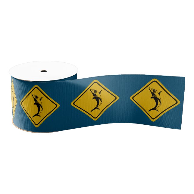 shark road sign grosgrain ribbon (Spool)