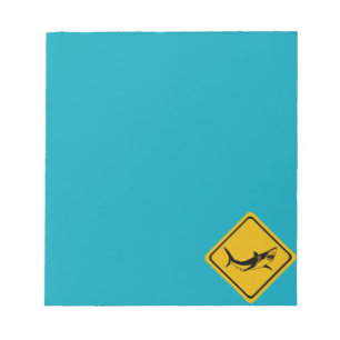 shark road sign notepad