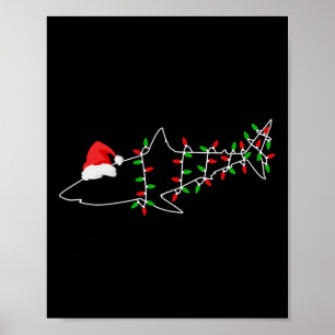 Shark Santa Christmas Tree Lights Xmas Sharks Poster