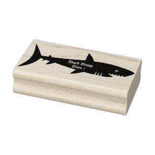Shark School Class Solid Rubber Stamp