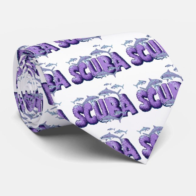 Shark Scuba Diver Tie (Rolled)