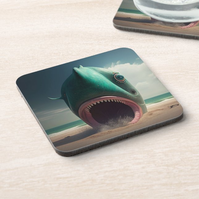 Shark sculpture on the beach coaster (Left Side)