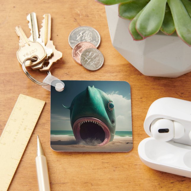 Shark sculpture on the beach key ring (Desk)