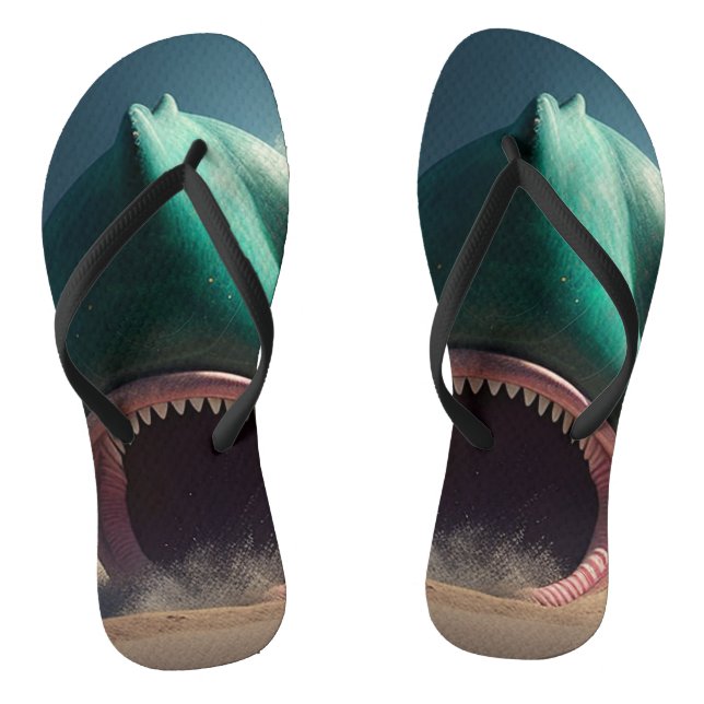 Shark sculpture on the beach thongs (Footbed)