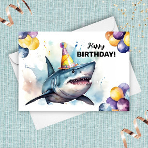 Shark Sea Life Great White Marine Happy Birthday Card