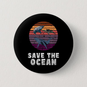 Shark, Sea Turtle, Whale, Environmental Protection 6 Cm Round Badge