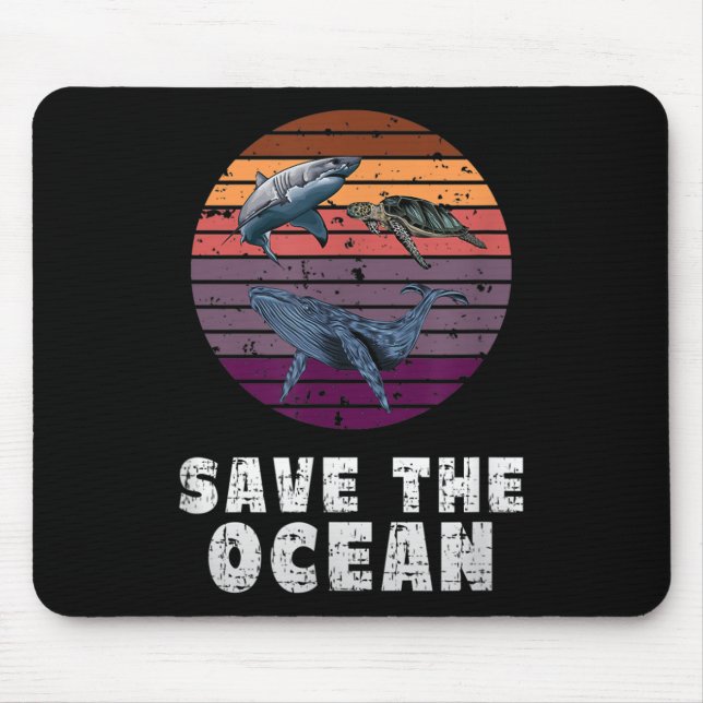 Shark, Sea Turtle, Whale, Environmental Protection Mouse Pad (Front)