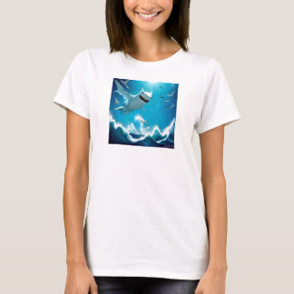 Shark Seagull by Juan Cabana  T-Shirt