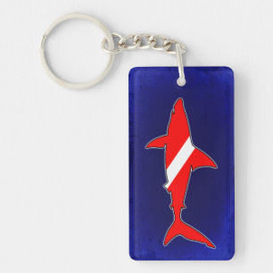 Shark shape dive flag keychain