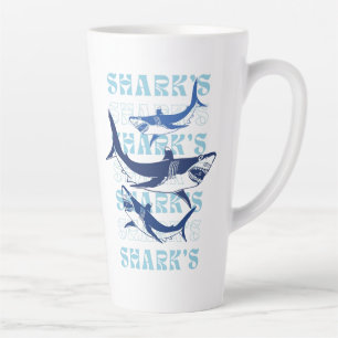 SHARK , SHARKS, SHARKS, STYLE LATTE MUG