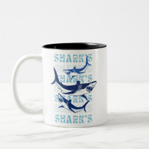 SHARK , SHARKS, SHARKS, STYLE Two-Tone COFFEE MUG