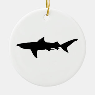 Shark silhouette ceramic ornament