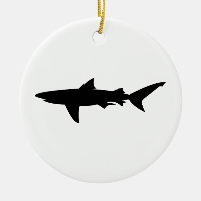 Shark silhouette ceramic ornament (Front)