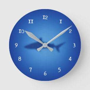 Shark silhouette round clock