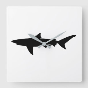 Shark silhouette square wall clock