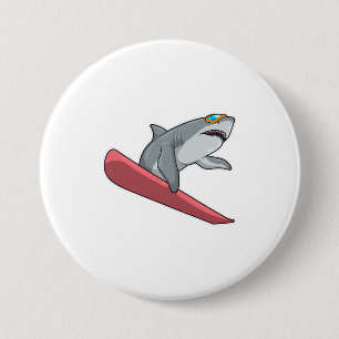 Shark Snowboarder Snowboard 7.5 Cm Round Badge