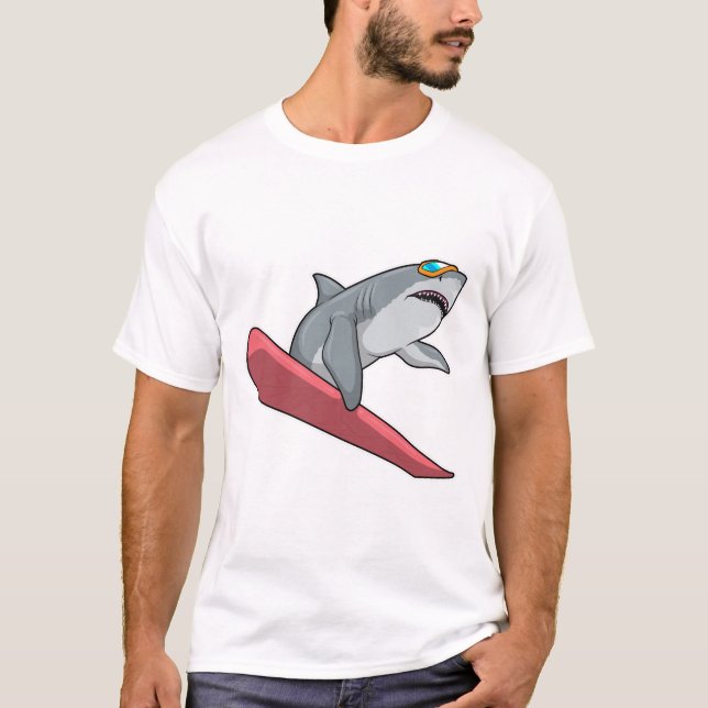 Shark Snowboarder Snowboard T-Shirt (Front)