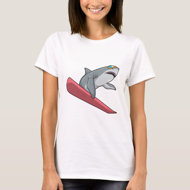 Shark Snowboarder Snowboard T-Shirt (Front)