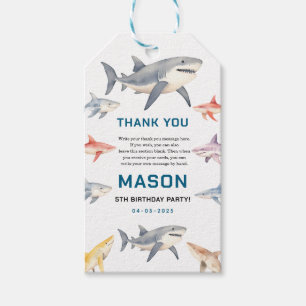Shark Splash 5th Birthday Cute Ocean Kids Gift Tags