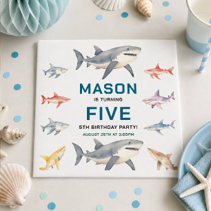 Shark Splash 5th Birthday Party Cute Ocean Kids Napkin