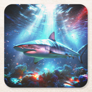 Shark Square Paper Coaster