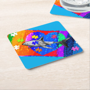 Shark Square Paper Coaster