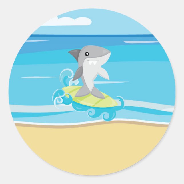 Shark Stickers, Summer Classic Round Sticker (Front)