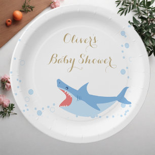 Shark Summer Boy Baby Shower  Paper Plate