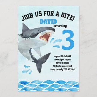 Shark Summer Boy Birthday Party Sharktastic Invitation