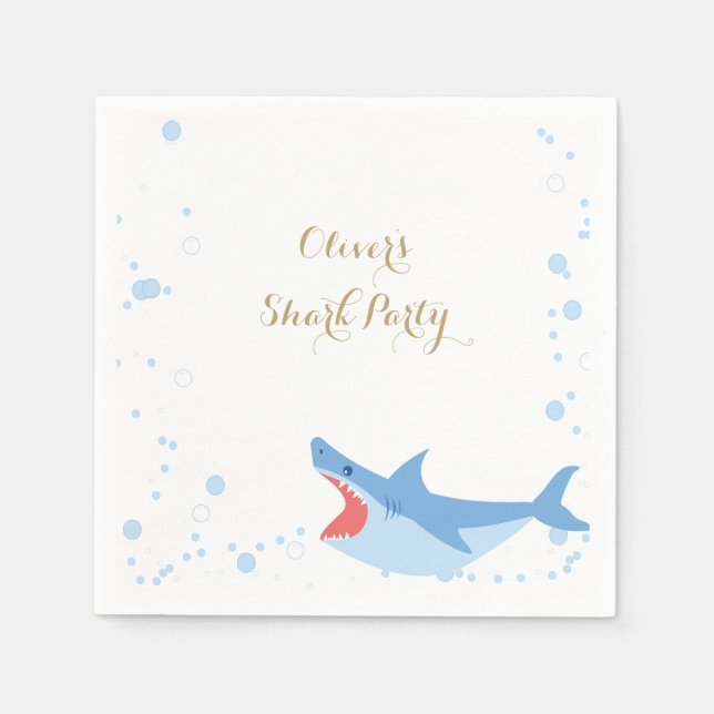 Shark Summer Party Splish Splash Birthday Bash  Napkin (Front)