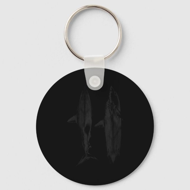 Shark surfboard fin design cool surfer ocean beach key ring (Front)