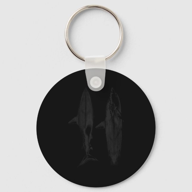 Shark surfboard fin design cool surfer ocean beach key ring (Front)