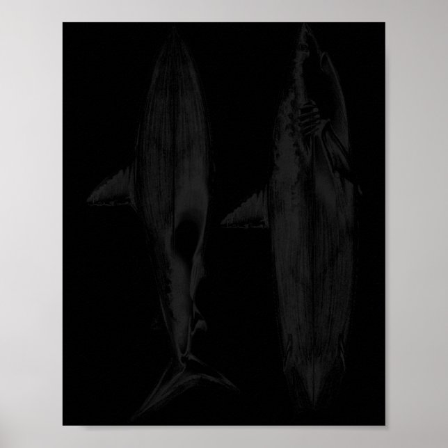 Shark surfboard fin design cool surfer ocean beach poster (Front)